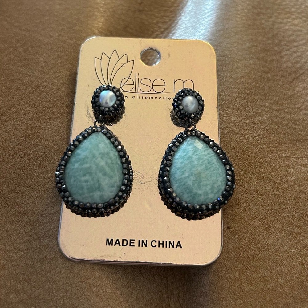 Teardrop Earrings - Blue and Black